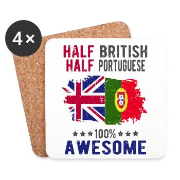 Halb Brite Halb Portugiese - Untersetzer (4er-Set) - Weiß - Vorne