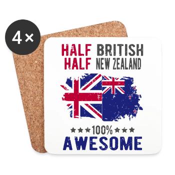 Moitié britannique moitié néo-zélandais - Dessous de verre (lot de 4) - blanc - Devant