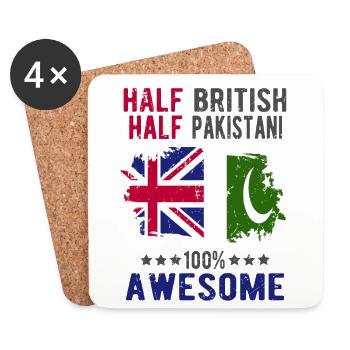 Half British Half Pakistanis - Coasters (set of 4) - white - Front
