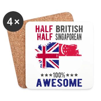 Halb Brite Halb Singapurer - Untersetzer (4er-Set) - Weiß - Vorne
