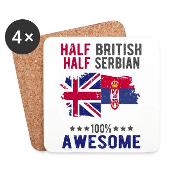 Moitié britannique moitié serbe - Dessous de verre (lot de 4) - blanc - Devant