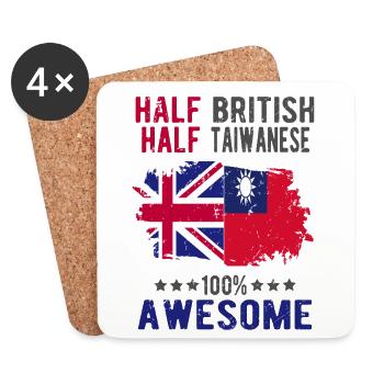 Moitié britannique moitié taïwanais - Dessous de verre (lot de 4) - blanc - Devant
