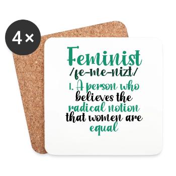 Féminisme Cadeau Notion radicale Les femmes sont égales - Dessous de verre (lot de 4) - blanc - Devant