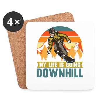 Ma vie descend pour les snowboarders - Dessous de verre (lot de 4) - blanc - Devant