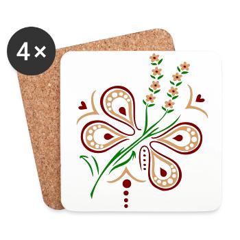 Ornament, Fantasy - Coasters (set of 4) - white - Front