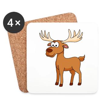 Moose Comic Animal - Coasters (set of 4) - white - Front