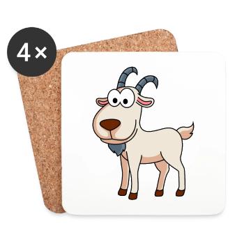 Chèvre de montagne Comic Animal - Dessous de verre (lot de 4) - blanc - Devant