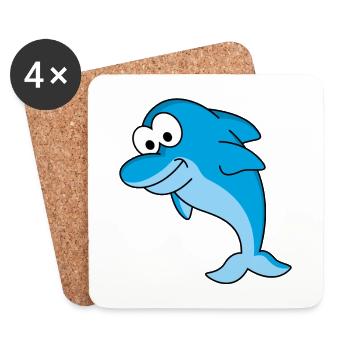 Delfin Comic Tier - Untersetzer (4er-Set) - Weiß - Vorne