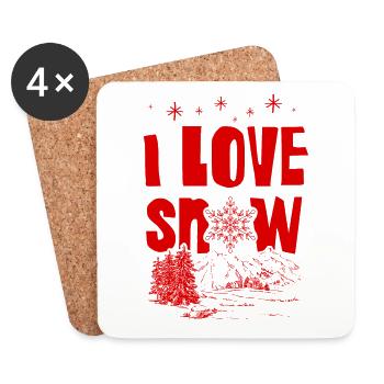 I Love Snow - Untersetzer (4er-Set) - Weiß - Vorne