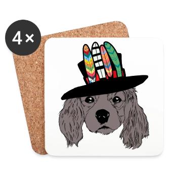 Hundekopf Hund Hippie Freak Hunde Hundeliebhaber - Untersetzer (4er-Set) - Weiß - Vorne