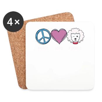 Peace Love Poodle Dog Lovers - Coasters (set of 4) - white - Front