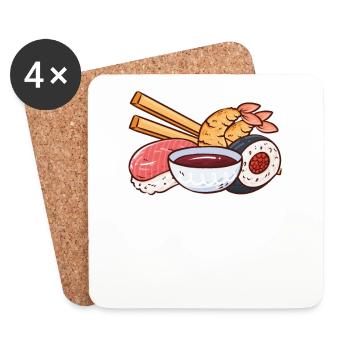 Miso Happy Sushi Japon Culture Cuisine japonaise - Dessous de verre (lot de 4) - blanc - Devant