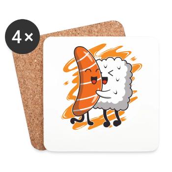 Sushi Hug Sushi Japanese Food Japan - Coasters (set of 4) - white - Front