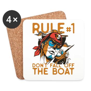 Règle #1: Ne tombez pas des pirates du bateau - Dessous de verre (lot de 4) - blanc - Devant