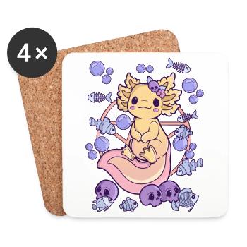 Gruseliges Axolotl Creepy Kawaii Chibi Horror - Untersetzer (4er-Set) - Weiß - Vorne