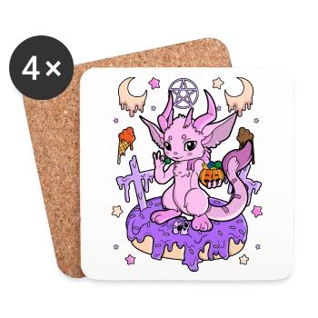 Creepy Kawaii Geschenk Gruselig Halloween Pastel - Untersetzer (4er-Set) - Weiß - Vorne