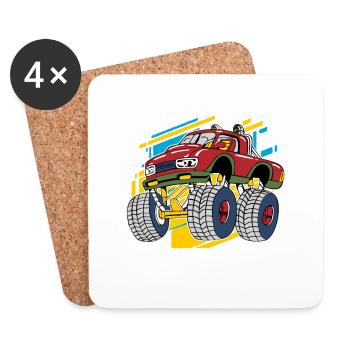 Truck Yes, I'm three monster truck to the 3. - Coasters (set of 4) - white - Front