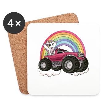 Einhorn-regenbogen-monster-truck - Untersetzer (4er-Set) - Weiß - Vorne