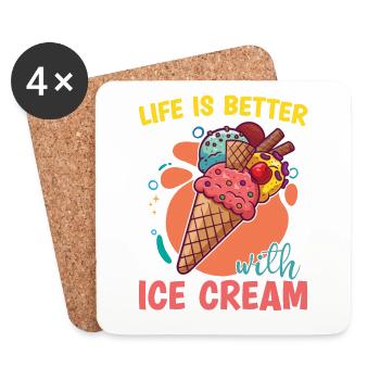 Das Leben Ist Besser Mit Ice Cream Gelato Lover - Untersetzer (4er-Set) - Weiß - Vorne