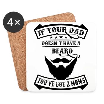Bearded Dad: T-shirts and Accessories - Coasters (set of 4) - white - Front