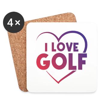 Ich liebe Golf Herz - Untersetzer (4er-Set) - Weiß - Vorne