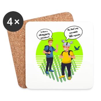 viking party or Wifi repeater Comic WLAN Design - Untersetzer (4er-Set) - Weiß - Vorne