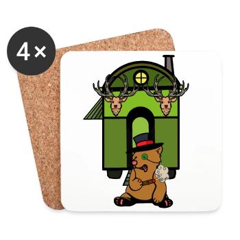 Construction trailer hut forest brown bear freak nature lover - Coasters (set of 4) - white - Front