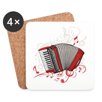 Akkordeon Spieler Männer Musikinstrument Akkordeon - Untersetzer (4er-Set) - Weiß - Vorne