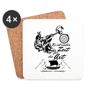 Wikinger-Es ist wieder Zeit für die Axt - Untersetzer (4er-Set) - Weiß - Vorne