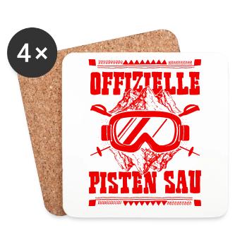 Offizielle Pisten Sau - Untersetzer (4er-Set) - Weiß - Vorne