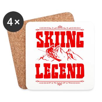 Légende du ski - Dessous de verre (lot de 4) - blanc - Devant
