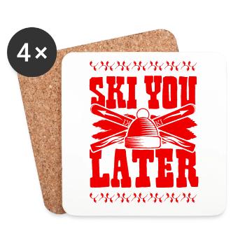 ski skiing - Coasters (set of 4) - white - Front