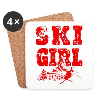 Ski Girl - Dessous de verre (lot de 4) - blanc - Devant