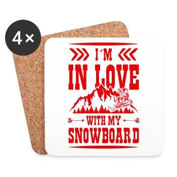 love Snowboarding - Untersetzer (4er-Set) - Weiß - Vorne