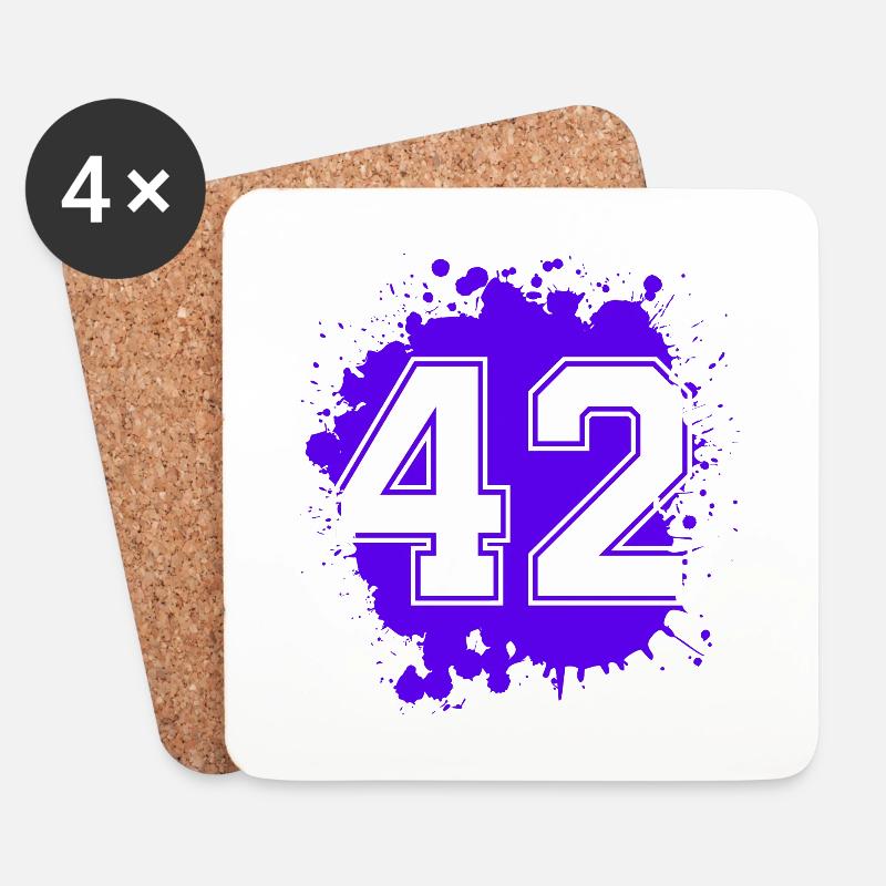 42 Zahl Klecks - Untersetzer (4er-Set) - Weiß