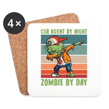 csr-agent la nuit zombie par jour service à la clientèle - Dessous de verre (lot de 4) - blanc - Devant