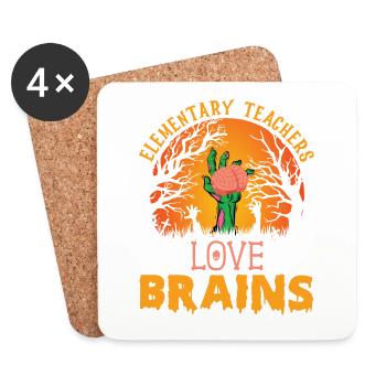 Elementarlehrer Lieben Brains Grundschule - Untersetzer (4er-Set) - Weiß - Vorne