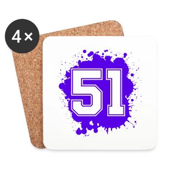 51 Zahl Klecks - Untersetzer (4er-Set) - Weiß - Vorne