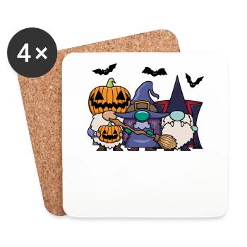 Gnome Pumpkin Head Vampire Witch Halloween Costume - Coasters (set of 4) - white - Front