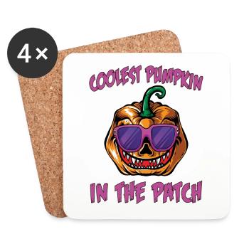 Coolest Pumpkin in Patch Halloween Costume - Coasters (set of 4) - white - Front