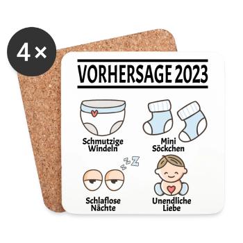Werdende Eltern Vorhersage 2023 Schwanger für - Untersetzer (4er-Set) - Weiß - Vorne
