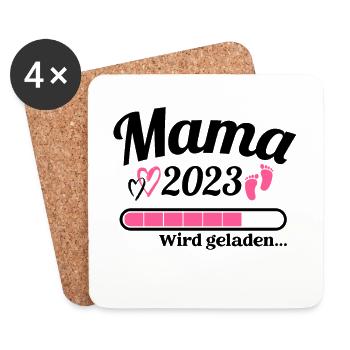Mama Loading 2023 Lustige Schwangerschaft - Untersetzer (4er-Set) - Weiß - Vorne