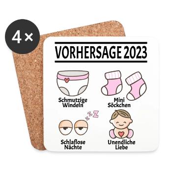 Werdende Eltern Vorhersage 2023 Schwanger für - Untersetzer (4er-Set) - Weiß - Vorne