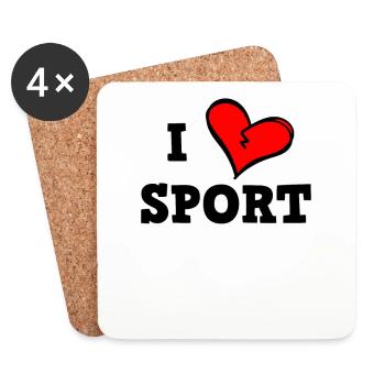 I love sports - Coasters (set of 4) - white - Front