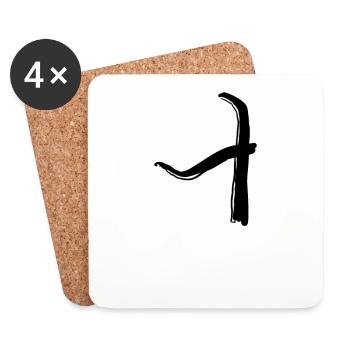 Lettre coréenne Ui - Dessous de verre (lot de 4) - blanc - Devant