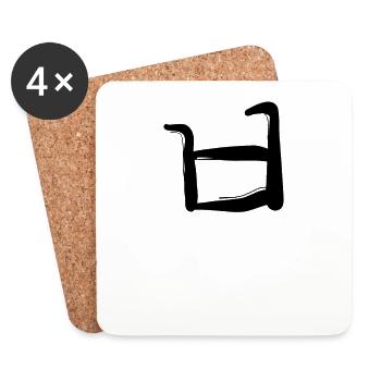 Korean letter B P - Coasters (set of 4) - white - Front