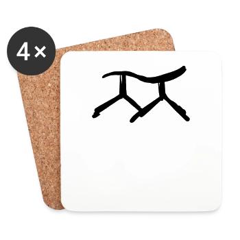 Korean letter Jj - Coasters (set of 4) - white - Front