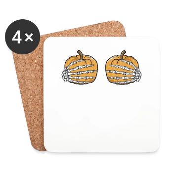 Main de squelette de citrouille Drôle de costume d’Halloween - Dessous de verre (lot de 4) - blanc - Devant