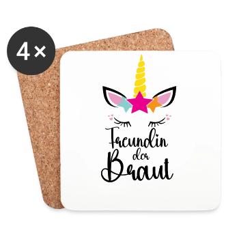 Freundin Braut Lustiges Einhorn - Untersetzer (4er-Set) - Weiß - Vorne