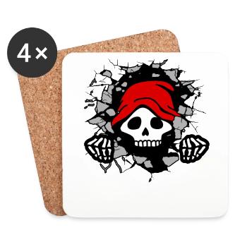 La petite Grim Reaper effrayante sort - Dessous de verre (lot de 4) - blanc - Devant